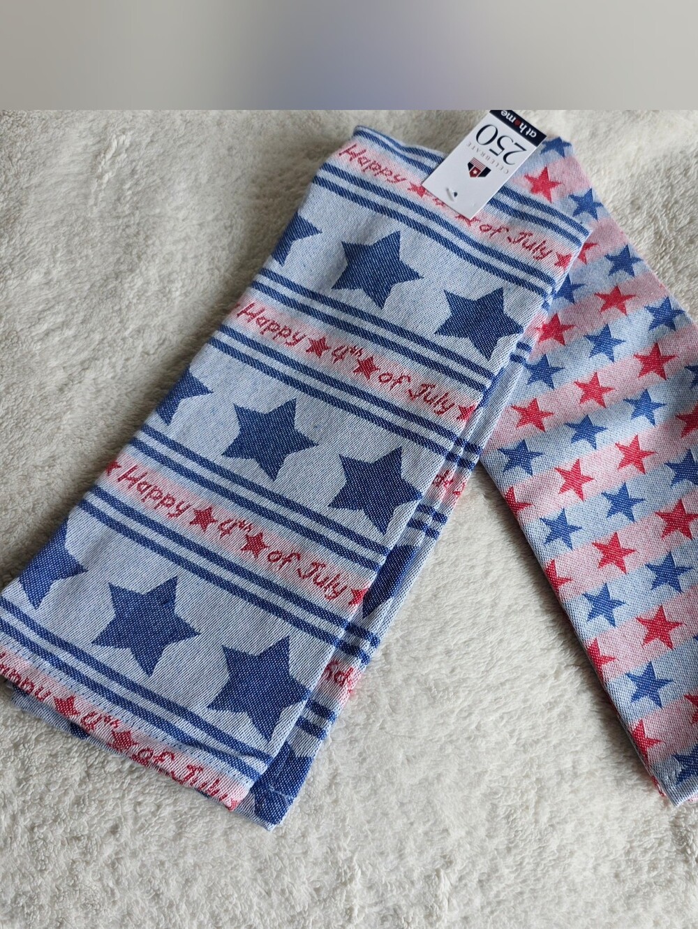 New Set of 2 Stars Jacquard Kitchen Towels 100% cotton, patriotic 4th of July